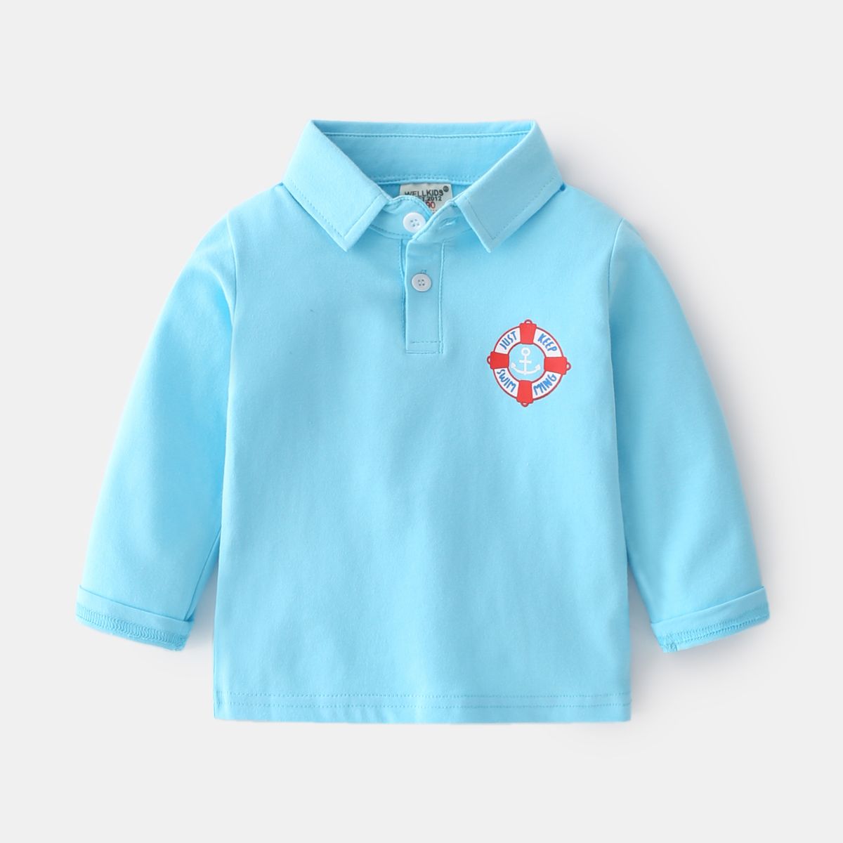Frühling Polo-Shirt Stil Langarm Revers Weiche Cartoon-Muster Hübscher Trend Netter Junge Langarm_voghion.com