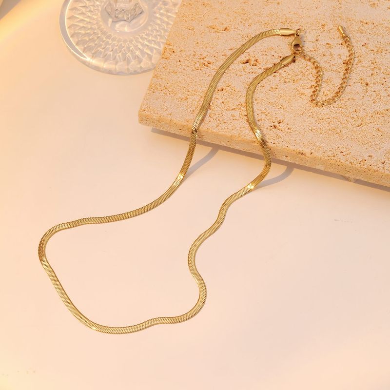 Collana in acciaio inossidabile placcata in oro tinta unita stile semplice casual_voghion.com