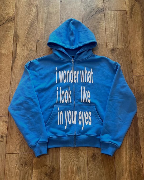 Unisex Retro Hooded Sweatshirt With Bold Letter Print, Oversized Streetwear Pullover, Anime Graphic Zip-Up Hoodie For Men & Women (Blue, S-XXL)_voghion.com