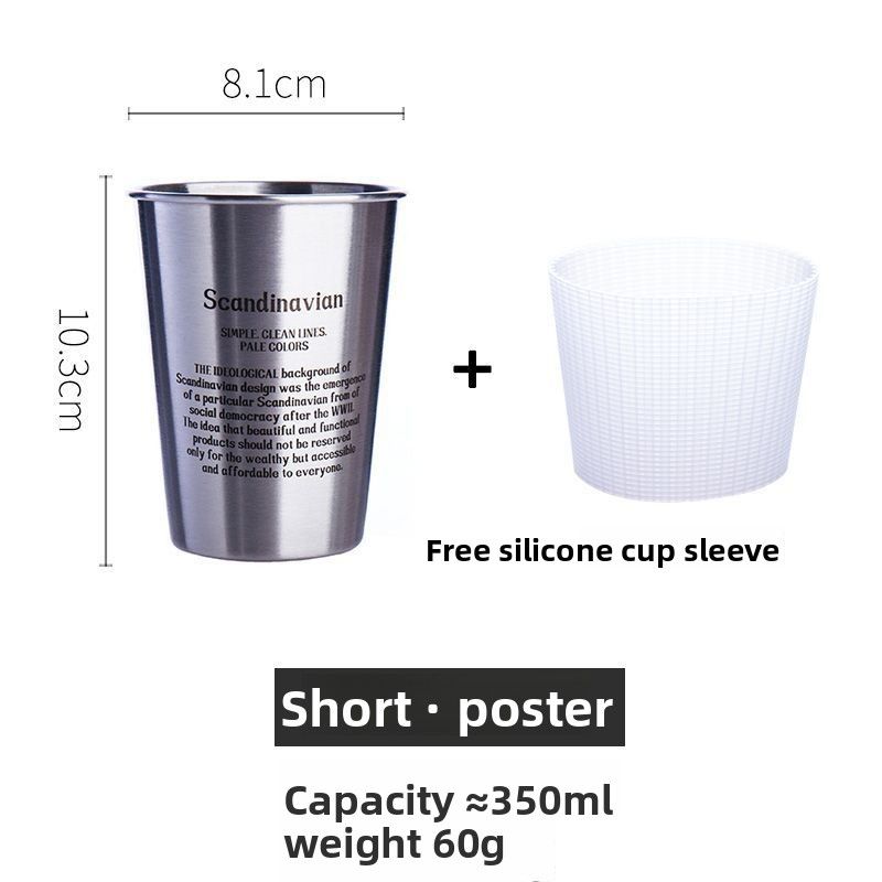 Outdoor Camping Cold Drink 304 Stainless Steel Metal Beer Large Cup Household With Lid Nordic Style_voghion.com