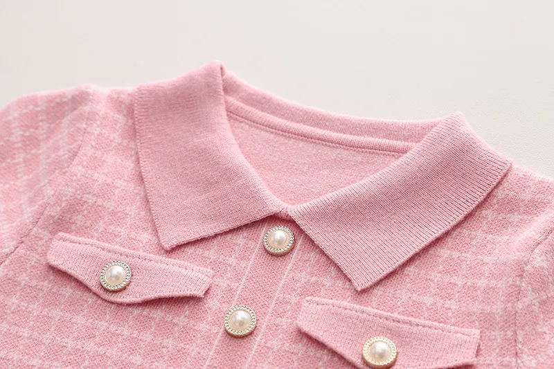 Robe pull tricotée à petits carreaux pour enfants, nouvelle collection automne/hiver, vent parfumé, poche à carreaux, trésor pour femmes_voghion.com