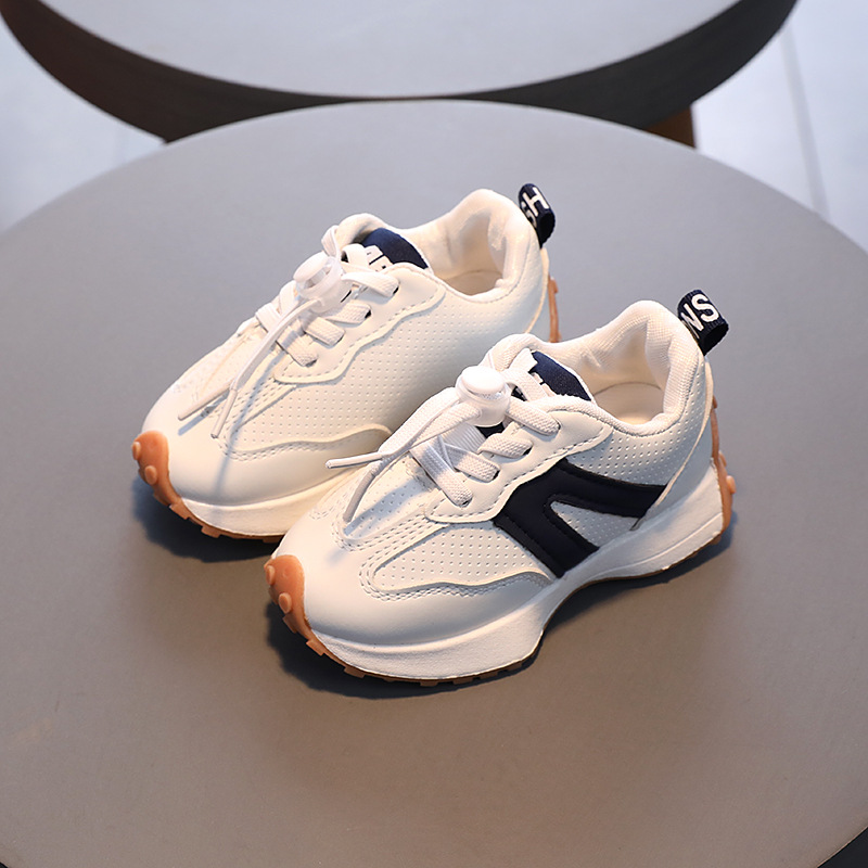 Otoño niños transpirables pequeños niños blancos suela suave antideslizante deportes niñas moda zapatos individuales bebé_voghion.com