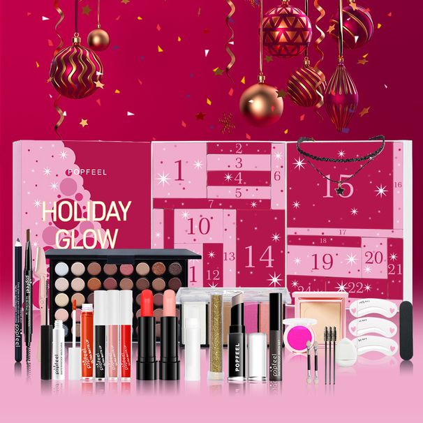 Set di trucco POPFEEL Christmas Countdown Gift Box Set di trucco Ombretto color terra Lucidalabbra Rossetto ecc. Adatto ai principianti_voghion.com