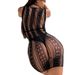 Lingerie sexy a righe, stile aderente, abito corto trasparente, calze Passion Set YD0602_voghion.com