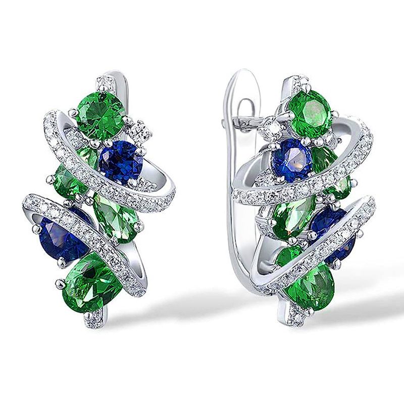 Cao Shi Fashion Inlaid Zircon Women's Geometric Line Ear Buckle New Design Sense Light Luxury Style High End Earrings_voghion.com