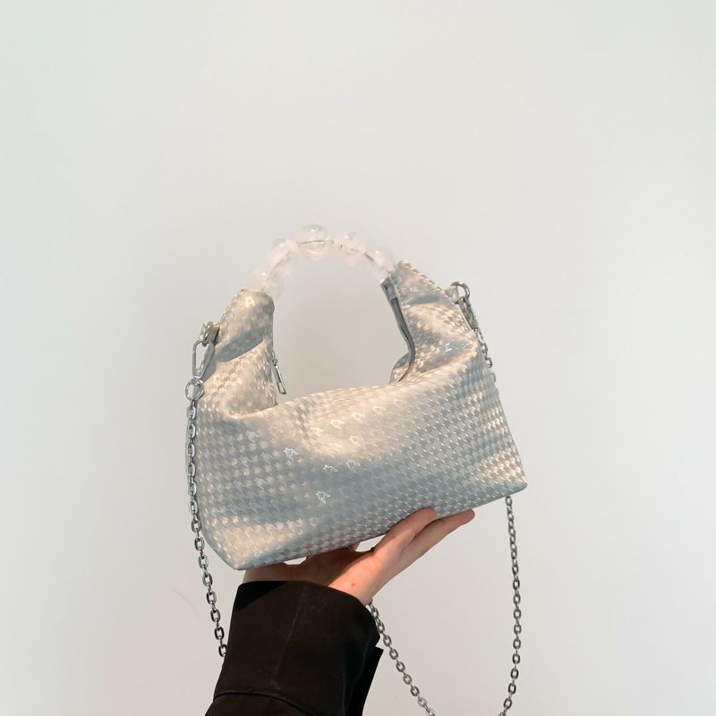 Borsa a mano con perline in stile cinese per donna, 2024, nuova borsa a tracolla versatile con catena in velluto a forma di nuvola._voghion.com