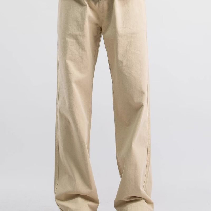 2024. gada jaunās pavasara vīriešu ikdienas haki krāsas brīvas, taisnas, daudzpusīgas, modernas bikses_voghion.com