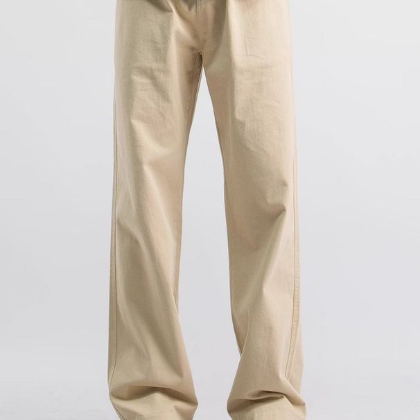 2024. gada jaunās pavasara vīriešu ikdienas haki krāsas brīvas, taisnas, daudzpusīgas, modernas bikses_voghion.com