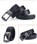 HEIßER Männer Leder Doppel Track Slot Gürtel Schwarz Lochlose Automatische Schnalle Business Casual Einfache Mode Passenden Anzug Tragen_voghion.com
