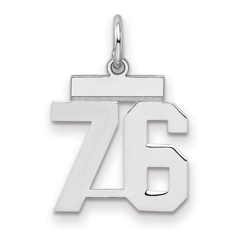 Sterling Silver/Rhodium-plated Polished Number 76 Charm_voghion.com