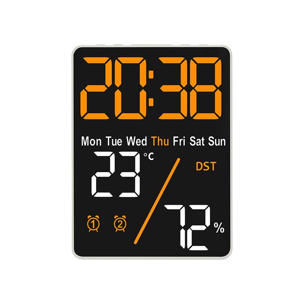 Moderna sveglia digitale con ampio display LED, monitor di temperatura e umidità, calendario e indicatore del giorno della settimana_voghion.com