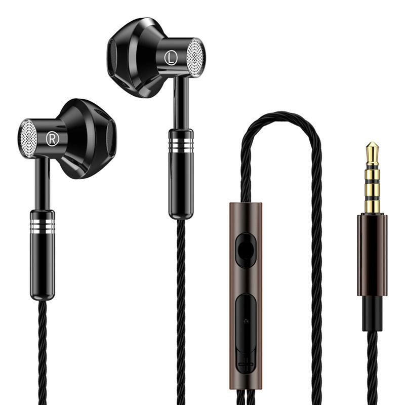 Wired Earbuds Ergonomic Heavy Bass In-ear 1.2m Metal 3.5mm Wire Control Earphones for Music_voghion.com