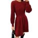 Einfarbiges lockeres Strickkleid für Damen_voghion.com