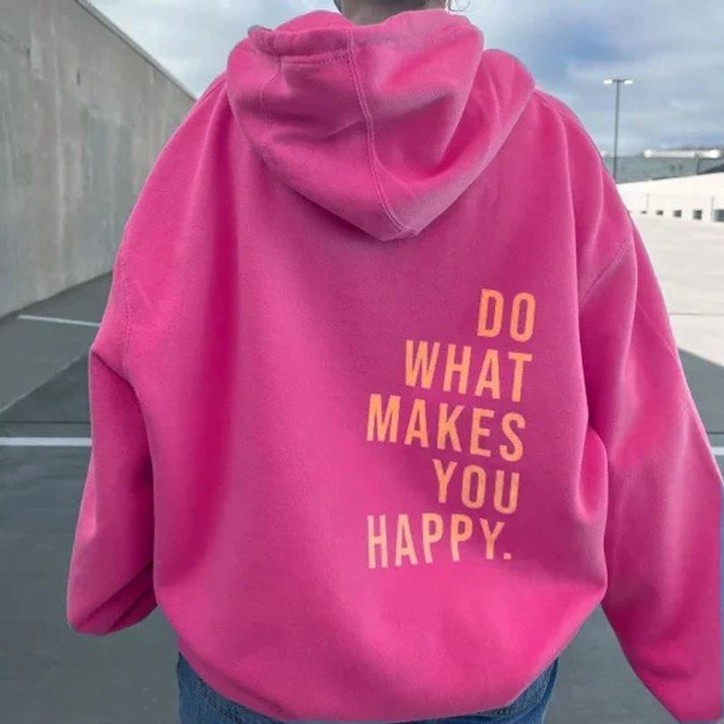 Roupas femininas XS 5X Mangas caídas Ombros caídos Senhoras Novo Padrão de letras Retro Estampa Top Pulôver Solto Com Capuz_voghion.com