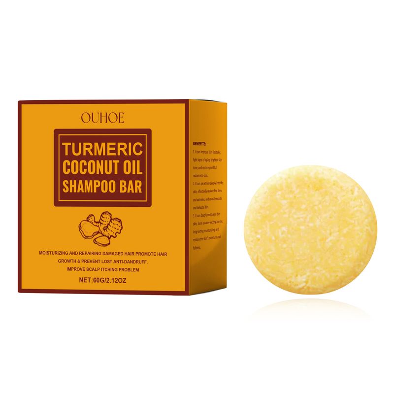 Savon capillaire au curcuma et aux herbes pour le bain, soin nettoyant du cuir chevelu, savon nourrissant pour les cheveux_voghion.com