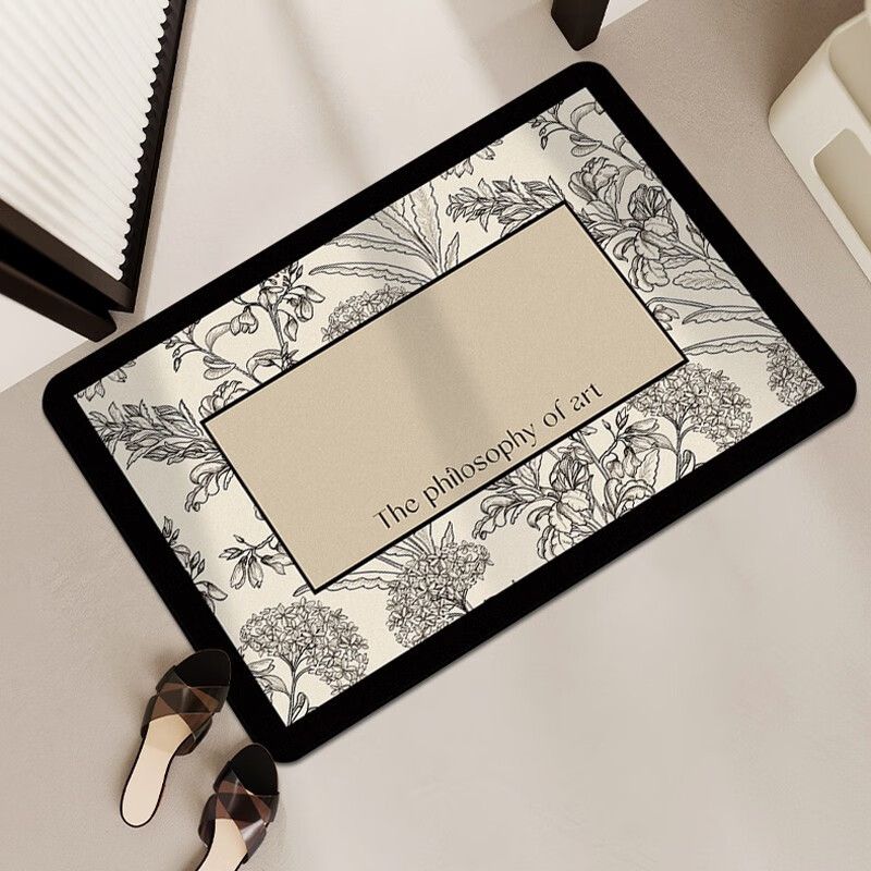 Vintage Bath Mat Non-Slip – Fast Drying Diatomite Foot Pad For Bathroom, Shower, Toilet – Washable & Super Absorbent – Floral Design_voghion.com