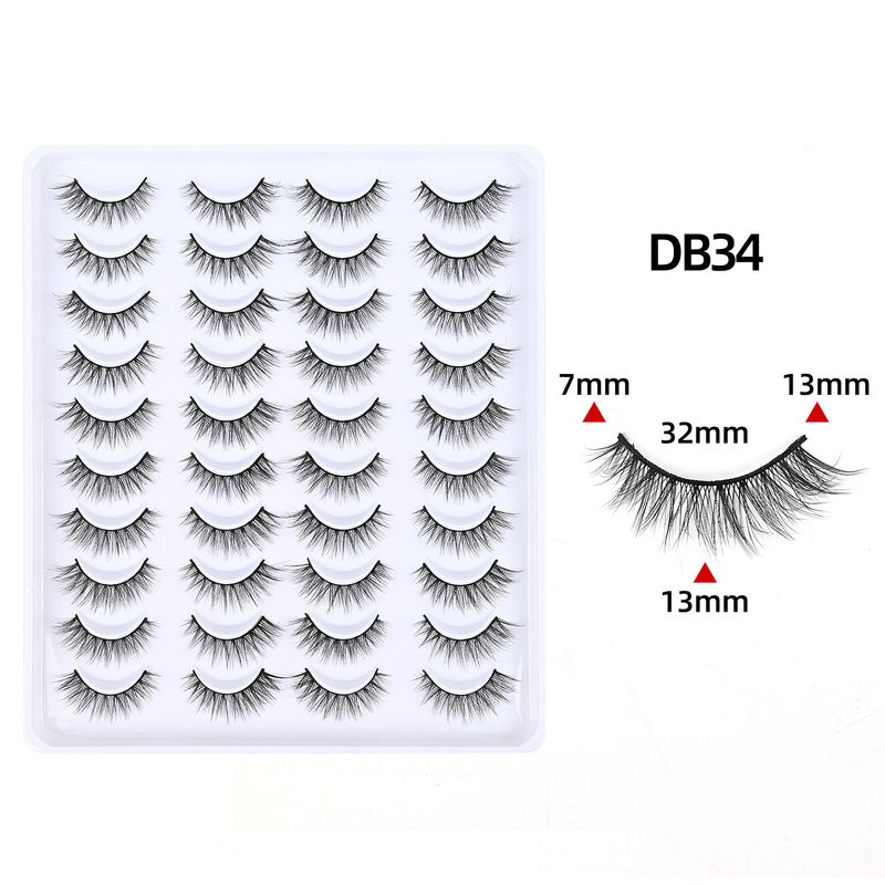 Eyelashes Set One Piece Natural Curl False Eyelashes Eye End Lengthening Whole Cluster Short Self Grafted Eyelashes 20 Pairs_voghion.com