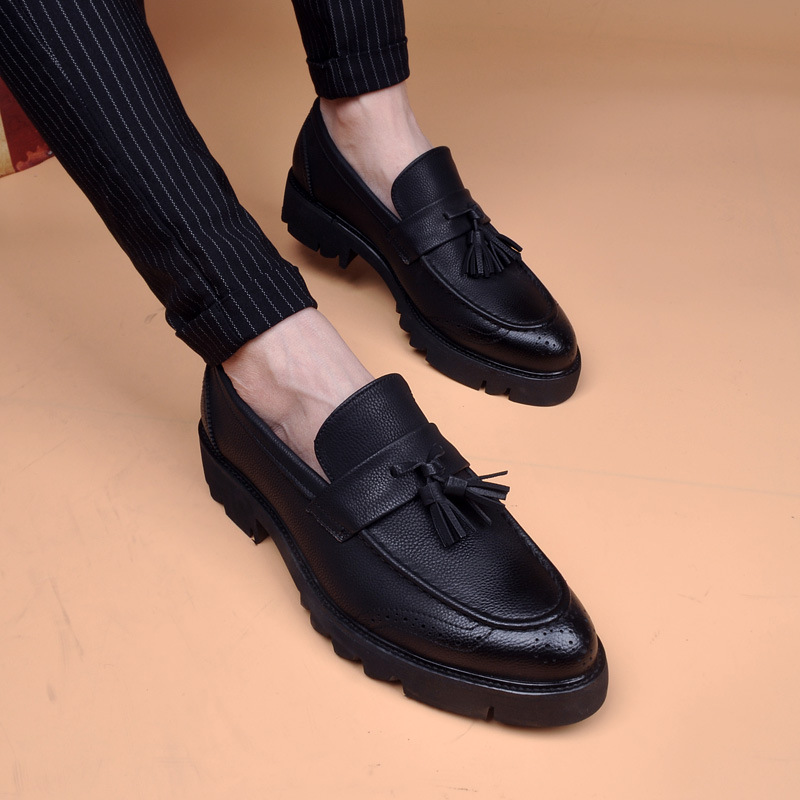 ct Business Leisure Leather Shoes For Men With Thick Soles And Elevated Inner Height, Trendy Korean Version High Heels,_voghion.com