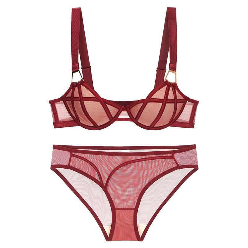 Women's Intimates Sexy Lingerie Thin Wide Shoulder Straps Soft Steel Ring Bra Small Chest Gathered Anti Sagging Underwear Set_voghion.com