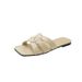 Plus Size Damenschuhe, flache Hausschuhe mit niedrigem Absatz, eckige Zehenpartie, flache Strandsandalen für Damen_voghion.com