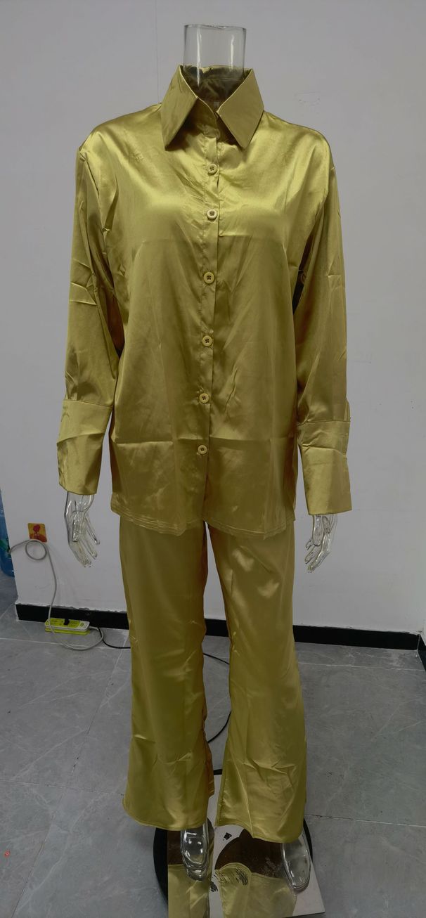 2025 New Fashion Plus Size Women's Satin Loose Casual Two-Piece Set_voghion.com