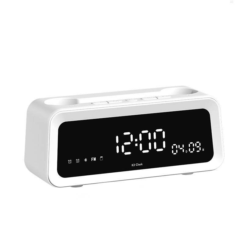 Source Factory K3 Clock Dual Alarm Wireless Bluetooth Speaker Cross Border Bass New Creative Screen Display Speaker_voghion.com