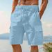 Men's Clothing Cargo Shorts Linen Shorts Summer Shorts Beach Elastic Waist Drawstring Multi Pockets Solid Color Pants_voghion.com