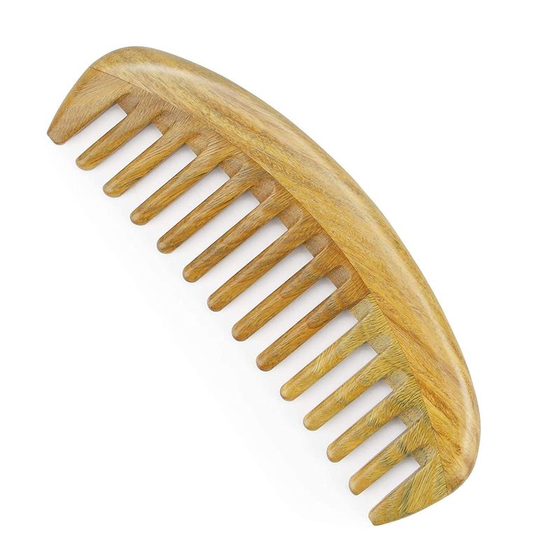 Oval Wide Toothed Sandlewood Hair Comb_voghion.com