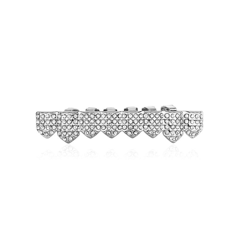 Grillz per denti hip-hop Jin Ao placcato in oro di alta qualità con otto diamanti._voghion.com