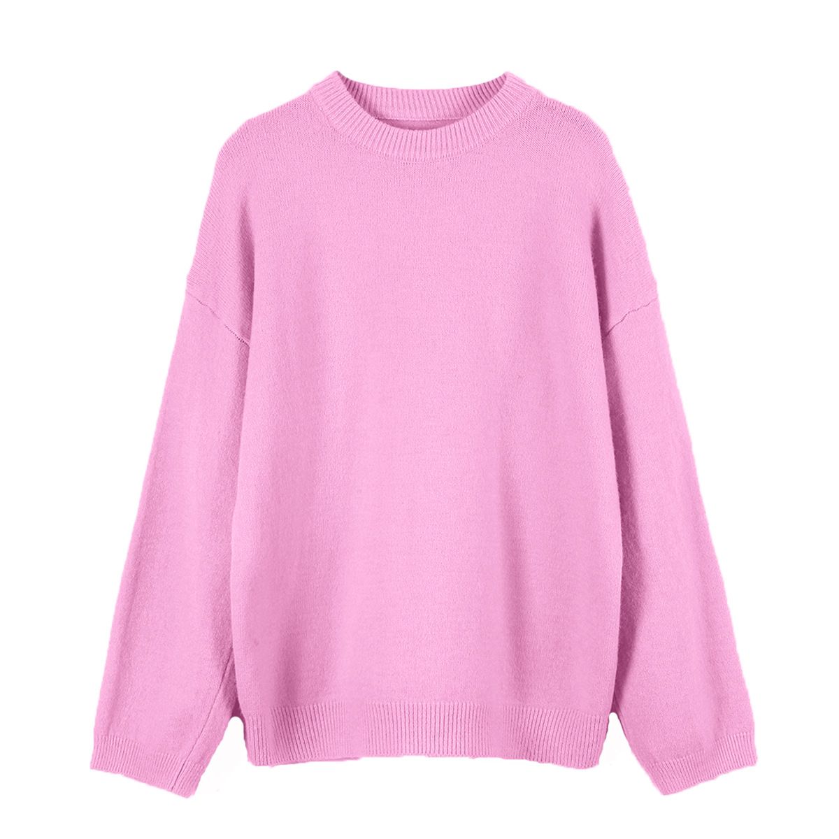 Gemütlicher Oversize-Pullover für Damen, weicher Strickpullover aus Lammwollmischung, Rundhalsausschnitt, lockere Passform, lässiges Oberteil für Herbst und Winter_voghion.com