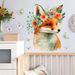 PVC frosted with flower wreath, fox butterfly, CH81523 living room, bedroom background decoration wall sticker_voghion.com