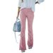 K Women's Pure Color High-waist Slim-fit Flared Pants With Elastic Waist; Casual Pants. No Bag_voghion.com