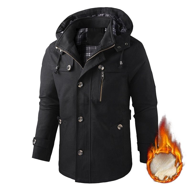 Męska kurtka z kapturem, jesienno-zimowa, męska kurtka typu trencz w dużym rozmiarze_voghion.com