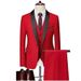 2025 Herren Business Casual Hochzeit Bräutigam Abendgarderobe Slim Fit Büro Professioneller Anzug Dreiteiliges Set_voghion.com