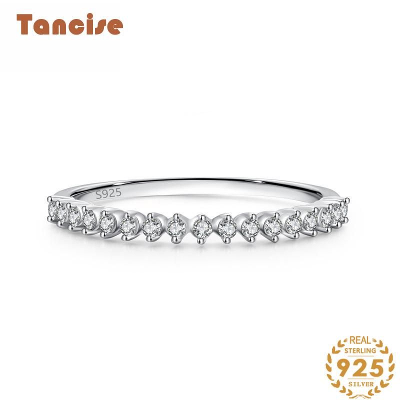 Anillo de plata de circón clásico Tancise, joyería para mujer, regalo de fiesta de promesa de boda_voghion.com