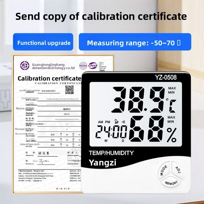 Yangzi Thermohygrometer mit Zertifikat Industrielles Labor Elektronisches Präzisionsthermometer Zuchtgewächshaus_voghion.com