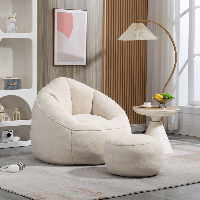 Bedding Bean Bag Sofa Chair High Pressure Foam Bean Bag Chair Adult Material With Padded Foam Padding Compressed Bean Bag With Footrest_voghion.com
