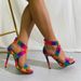 Rainbow Heels 2024 Summer New Walking Show Cross Strap Fashion Tynd farve Blok højhælede sandaler_voghion.com