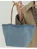 Borsa a secchiello in denim da donna, pieghevole, elasticizzata, con fibbia magnetica, borsa da strada, piccola borsa quadrata personalizzata, tendenza 250811_voghion.com