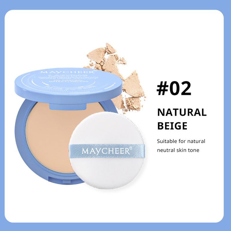 MAYCHEER Cipria Soft Focus Setosa Opaca - Cipria Fissante Impermeabile e Controllo del Sebo per una Copertura Completa_voghion.com