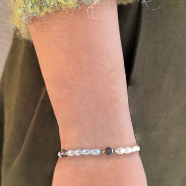 Übertrieben Perle Stapelbar Kristall Elastische Handgemachte Perlen ABS Armband Set Heißer Verkauf INS_voghion.com