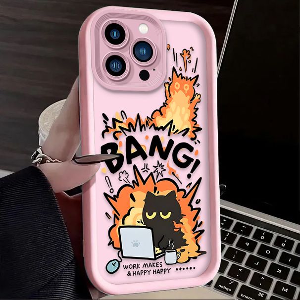 Lustige Explosion Katze Hund Fall Für iPhone 16 15 14 13 12 11 Pro Max X XS X S Max XR SE 2020 7 8 Plus Stoßfest Weiche Silikon Etui_voghion.com