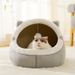 Winterplüsch Halbgeschlossenes warmes Katzenbett Weich Bequem Tiefschlaf Abnehmbar Waschbar Einfach Grau_voghion.com