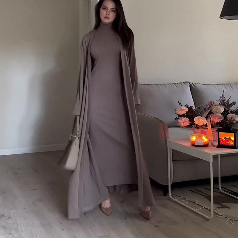 Women's Clothing new temperament high collar leisure loose solid color slim shawl suit skirt_voghion.com