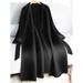 Women's Oversized Trench Coat With Belt, Alpaca Wool Blend Long Coat For Work & Casual, Korean-Japanese Style Loose Fit Duster (Black)_voghion.com