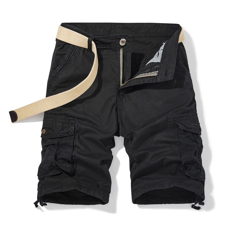 Men's Solid Color Casual Pocket Shorts_voghion.com