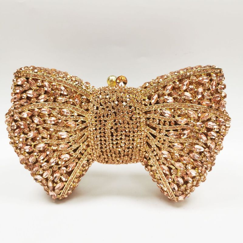 Luxury Crystal Bag Full Of Diamond Bow Evening Clutch Bag Chain Shoulder Evening Bag Chain Women's Bag_voghion.com