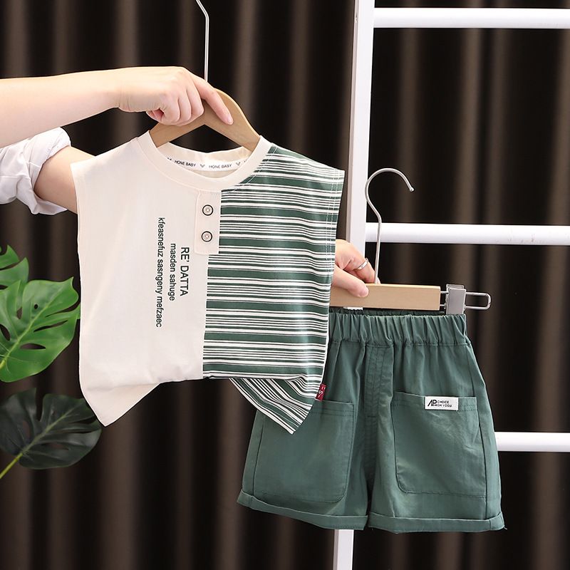 Set di gilet con abbottonatura da ragazzo per l'estate 2024, nuovi bei vestiti per bambini in stile western_voghion.com