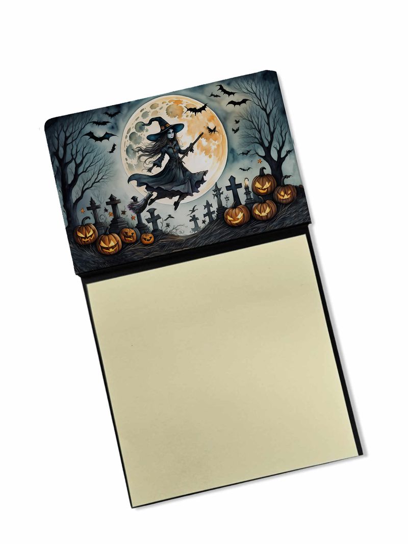 NEW Flying Witch Spooky Halloween Sticky Note Holder Refillable Dispenser Self-Sticky Note Pads, Memo Pads Blank Desk Accessories_voghion.com