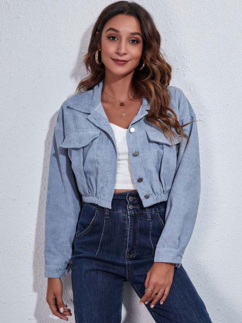 2023 Giacca corta autunnale Cappotto da donna Overshirt Giacca corta in velluto a coste da donna Giacche abbottonate autunnali da donna_voghion.com